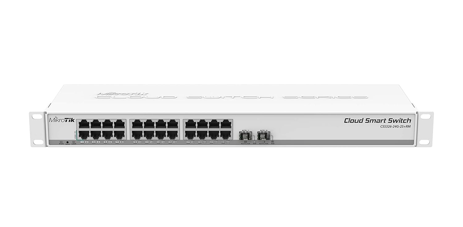 Mikrotik CSS326-24G-2S+RM 24 Port Gigabit Layer 2 Cloud Smart Managed Switch | 2x SFP+ Ports, SwOS Mikrotik CSS326-24G-2S+RM 24 Port Gigabit Layer 2 Cloud Smart Managed Switch | 2x SFP+ Ports, SwOS